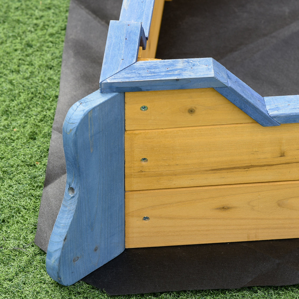 Kids Wooden Sandbox Pirate Ship Sandboat w/ Bench Seat Storage Space Ceder Wood