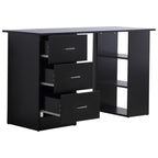 47" Home Office Computer Desk Bookcase Combo, Writing Table Workstation with 3 Drawer and Storage Shelf - Black