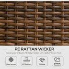 4 Piece PE Rattan Outdoor Patio Furniture Set, Wicker Conversation Set with 2 Swivel Glider Chairs, 2-Tier Glass Table and Loveseat for Garden, Patio, Poolside, Gray