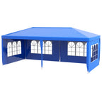 9.6' x 19' Large Party Tent, Outdoor Event Shelter, Gazebo Canopy with 4 Removable Window Sidewalls for Weddings, Picnics, Blue