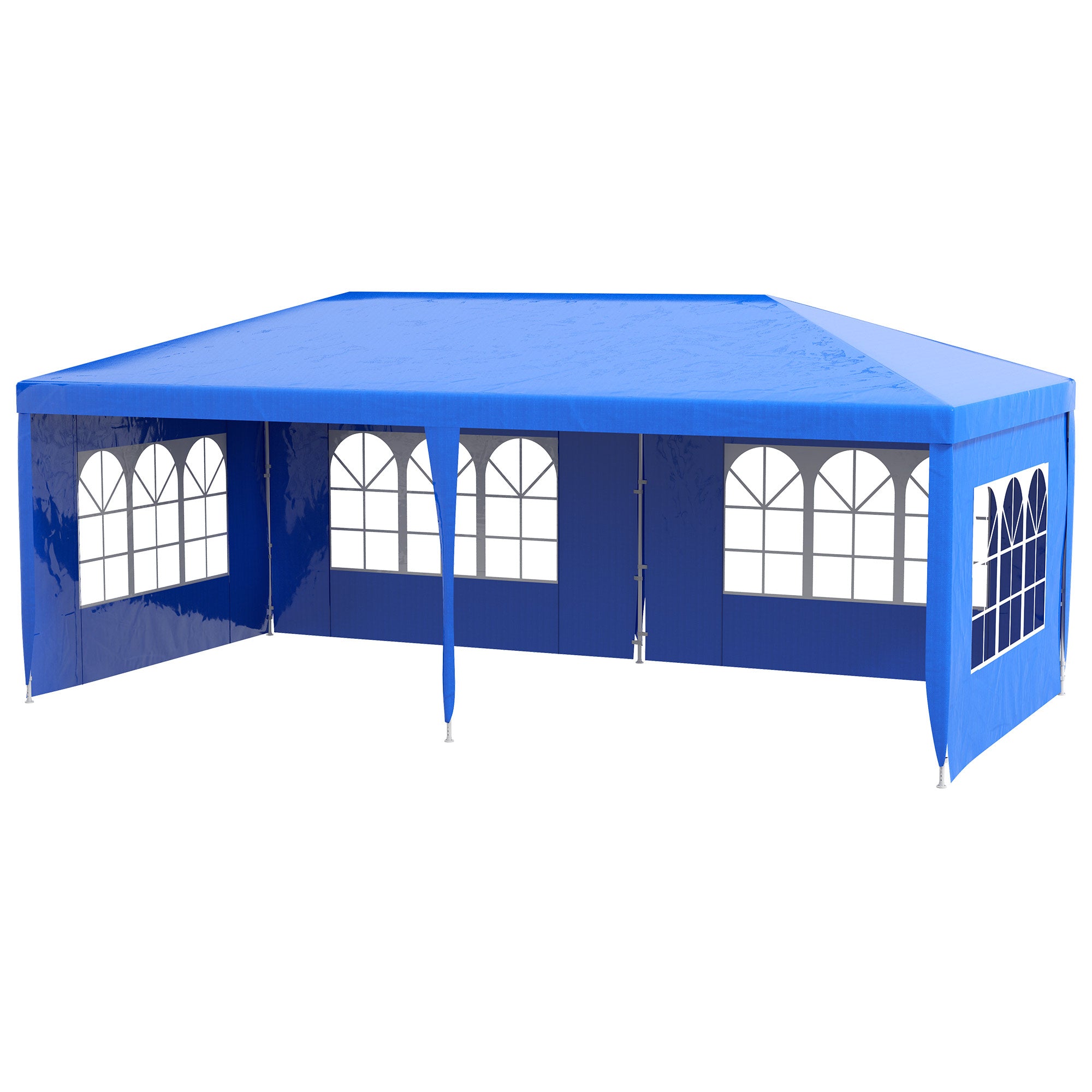 9.6' x 19' Large Party Tent, Outdoor Event Shelter, Gazebo Canopy with 4 Removable Window Sidewalls for Weddings, Picnics, Blue
