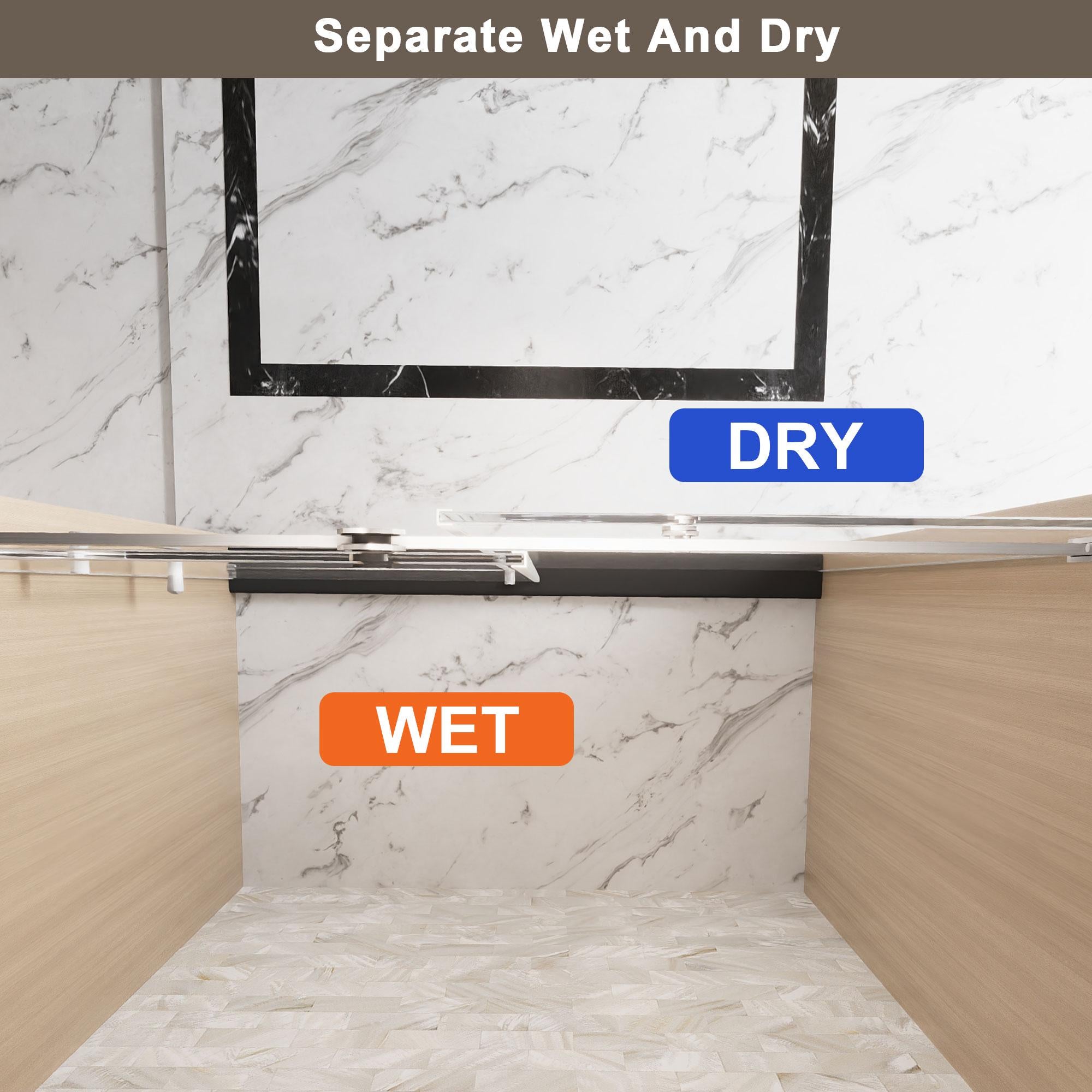 Frameless Shower Door with Anti-Shatter Safety Film and Bottom Water-Blocking Strip, Panel for Bathroom, 60" L x 0.5" W x 76" H, Brushed Nickel