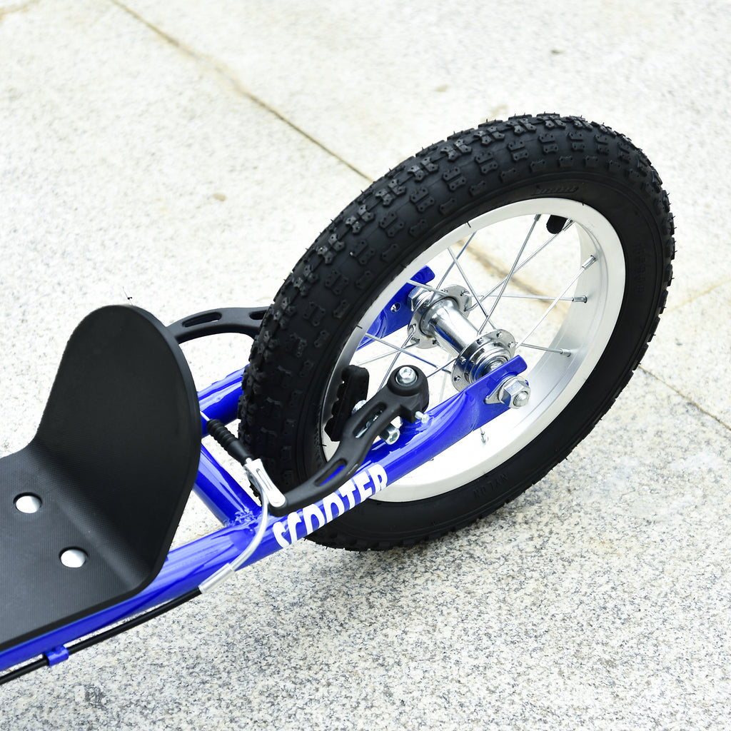 Youth Scooter Kick Scooter for Kids 5+ with Adjustable Handlebar 16" Front and 12" Rear Dual Brakes Inflatable Wheels, Blue