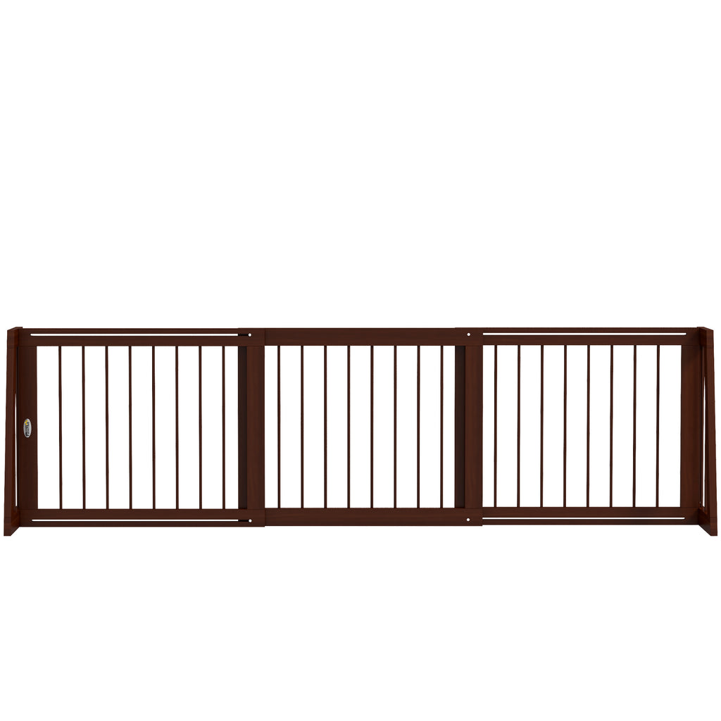 28"-75" Freestanding Wooden Pet Gate with Support Feet & Non-Slip Mats for Indoor, Stairway, Doorway, Brown