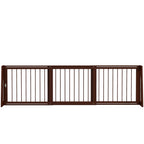 28"-75" Freestanding Wooden Pet Gate with Support Feet & Non-Slip Mats for Indoor, Stairway, Doorway, Brown
