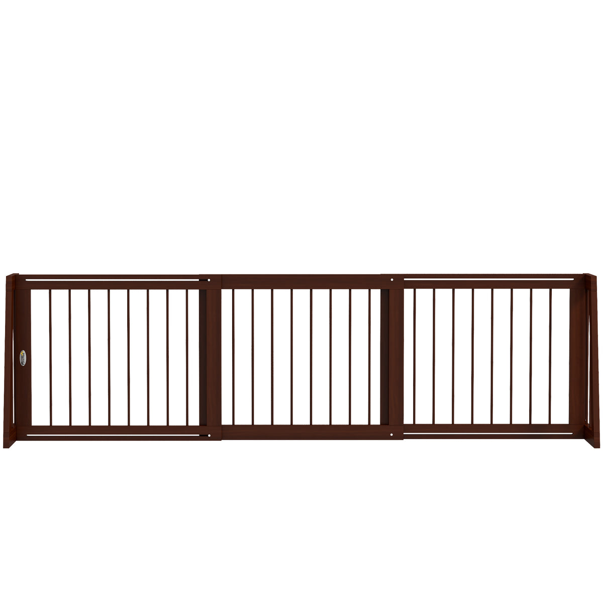 28"-75" Freestanding Wooden Pet Gate with Support Feet & Non-Slip Mats for Indoor, Stairway, Doorway, Brown