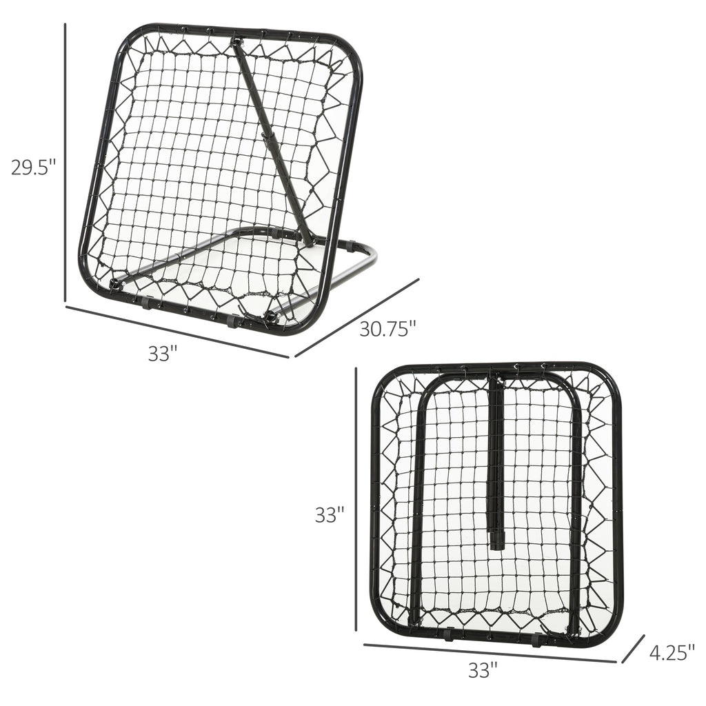 Soccer Rebounder Net, 3' x 3', Angle Adjustable Portable Training Goal Net with Quick Folding Design, Sturdy Metal Tube