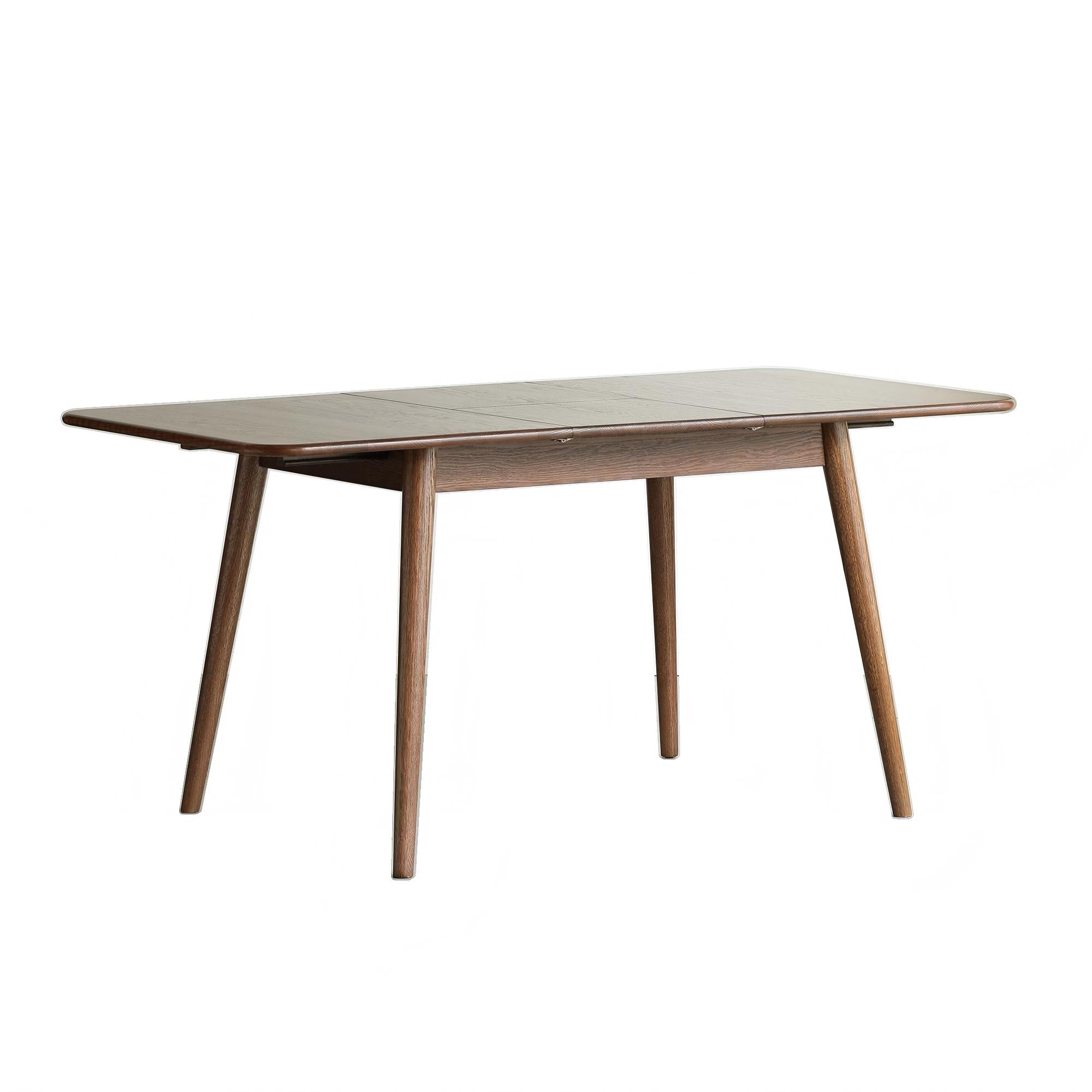 Extendable Dining Table with FAS-Grade Wood and Telescopic Top, Sturdy Center Table with Diagonal Legs, 63″ L x 31.5″ W x 29.5″ H, Walnut