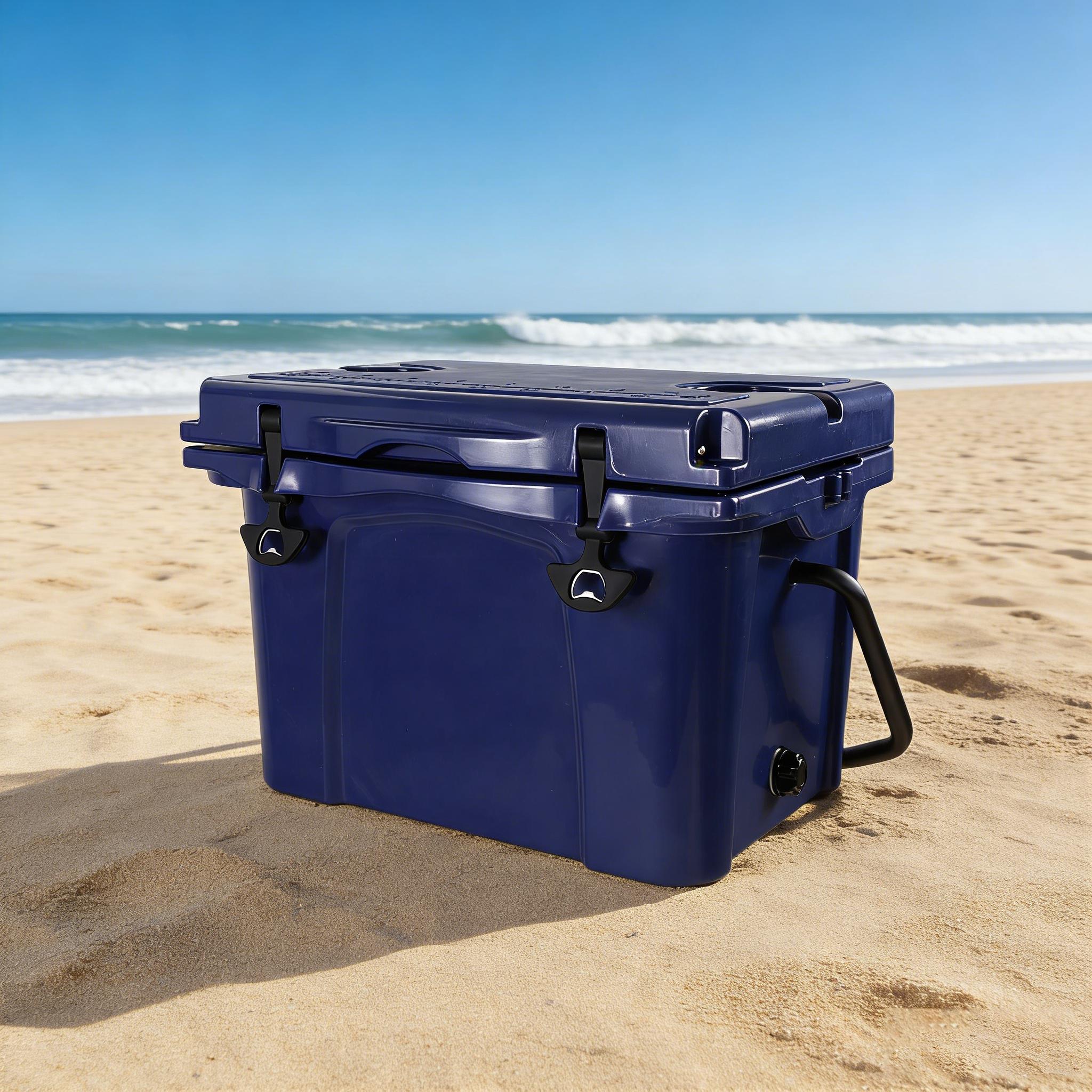 Insulated Portable Hard Cooler with Impact-Resistant Construction, Outdoor Ice Chest for Extended Travel, 21.5″ L x 15.5″ W x 15.5″ H, Blue