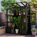 Walk-In Wooden Greenhouse with 2 Folding Shelf & 4 Skylight, Sturdy Fir Wood Cold Frame for Backyard, 58'' L x 29'' W x 78'' H, Black