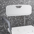 3-in-1 Shower Chair with Back and Arms, Height Adjustable Bedside Commode, Raised Toilet Seat with Non-Slip Rubber Foot Pad for Seniors, Disabled, White