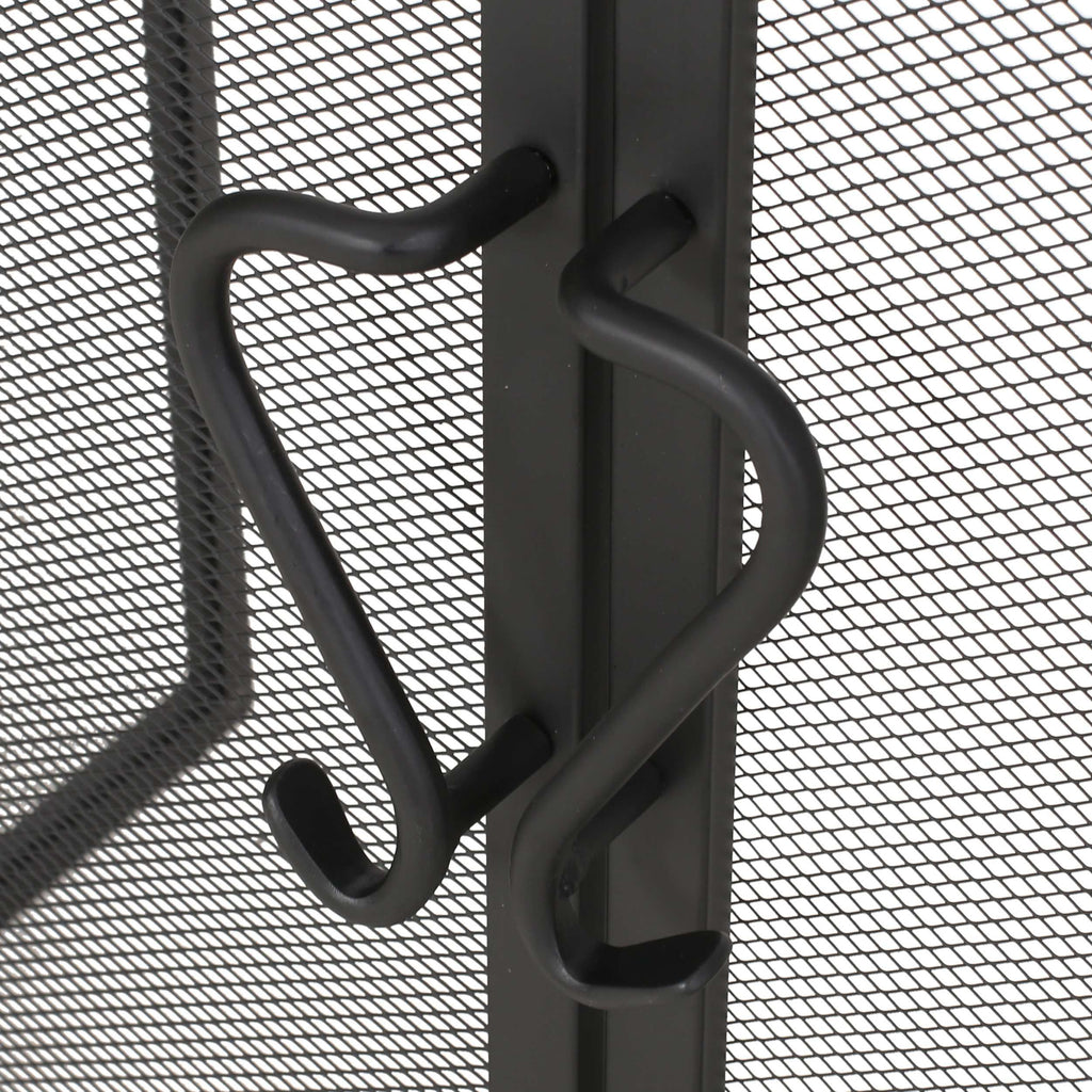 Iron Folding Fireplace Screen with Doors and 4-Piece Tool Set, Matte Finish, 50.5" x 5.5" x 32", Matte Black