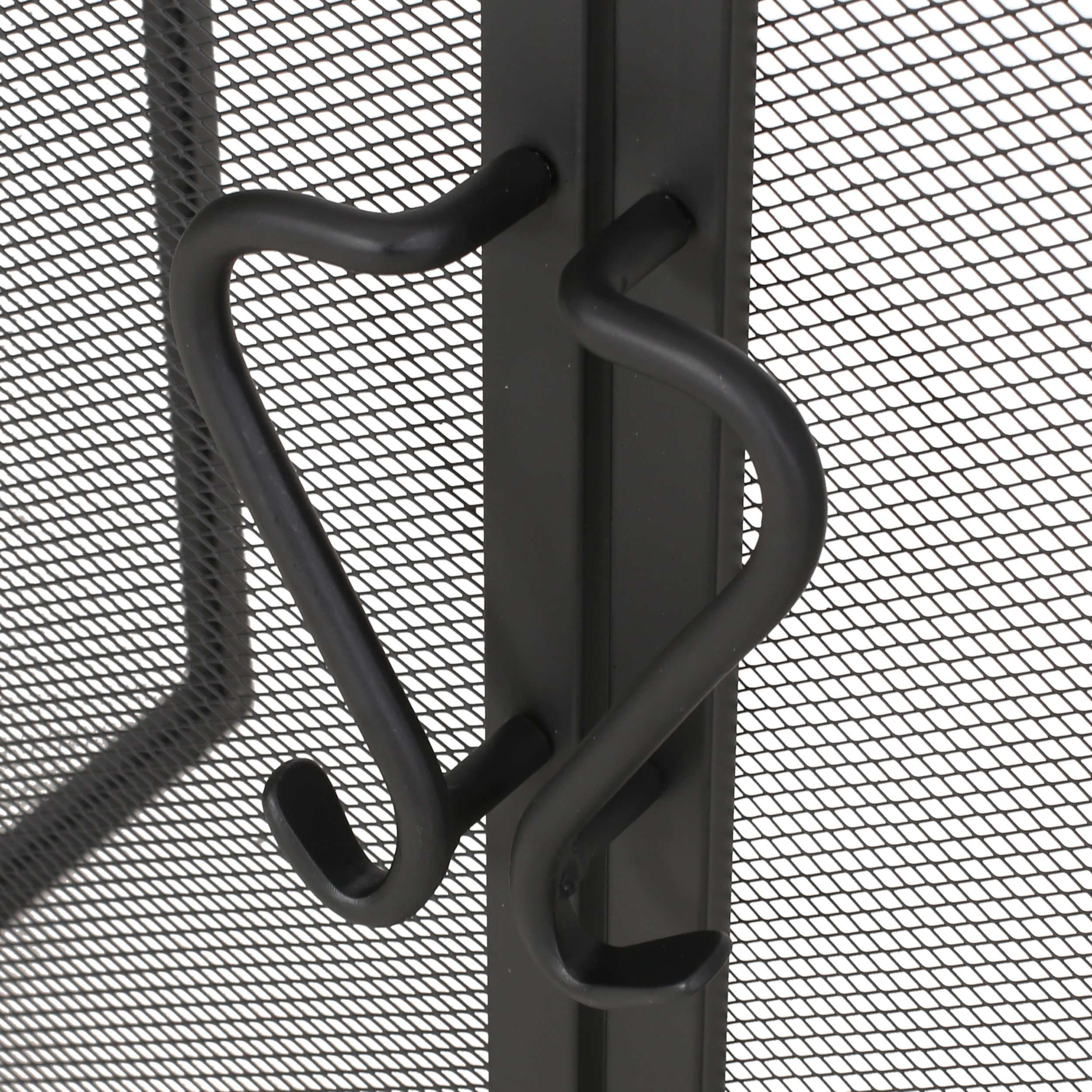 Iron Folding Fireplace Screen with Doors and 4-Piece Tool Set, Matte Finish, 50.5" x 5.5" x 32", Matte Black