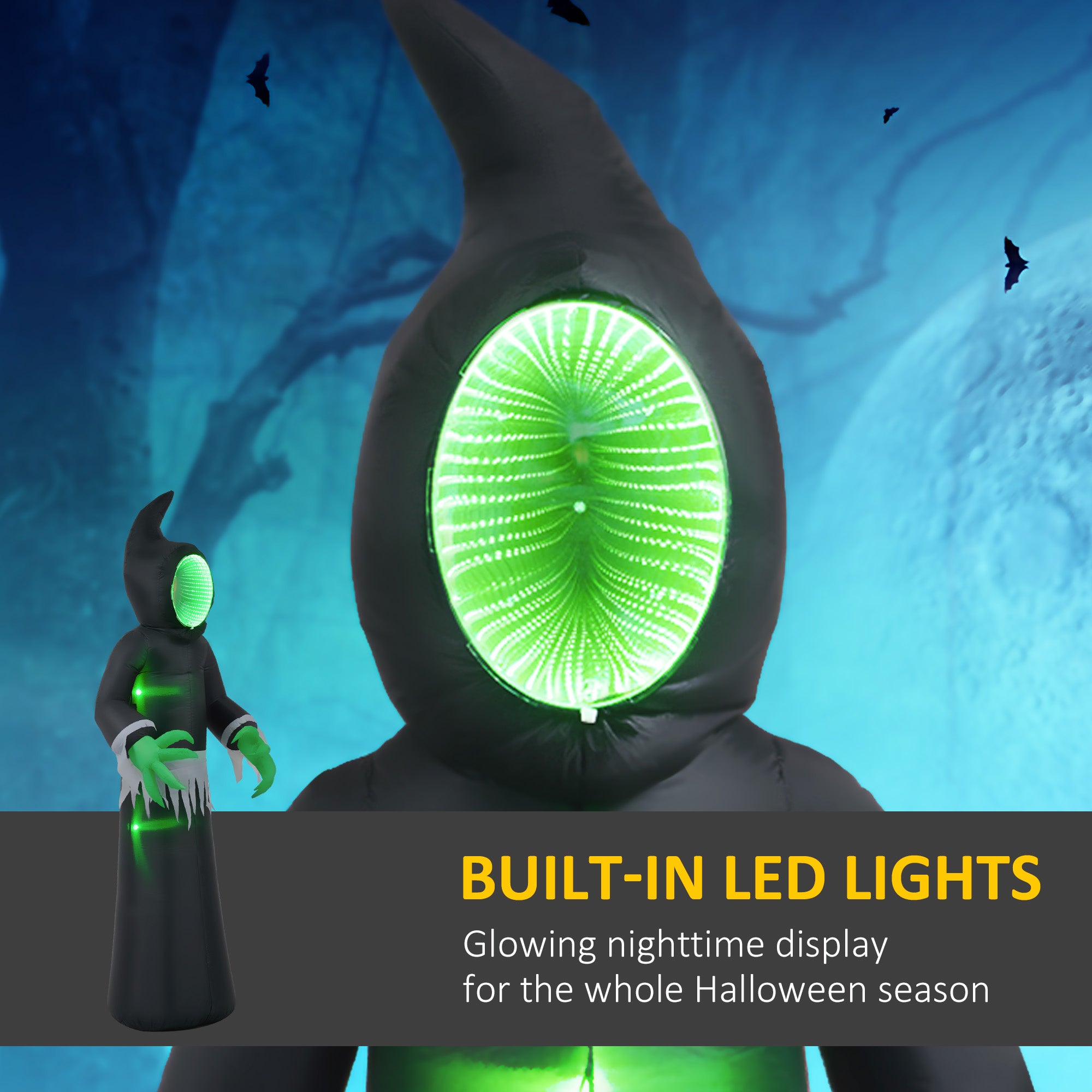 8ft Inflatable Halloween Mirror Face Ghost, Blow Up LED Display for Garden Indoor Outdoor