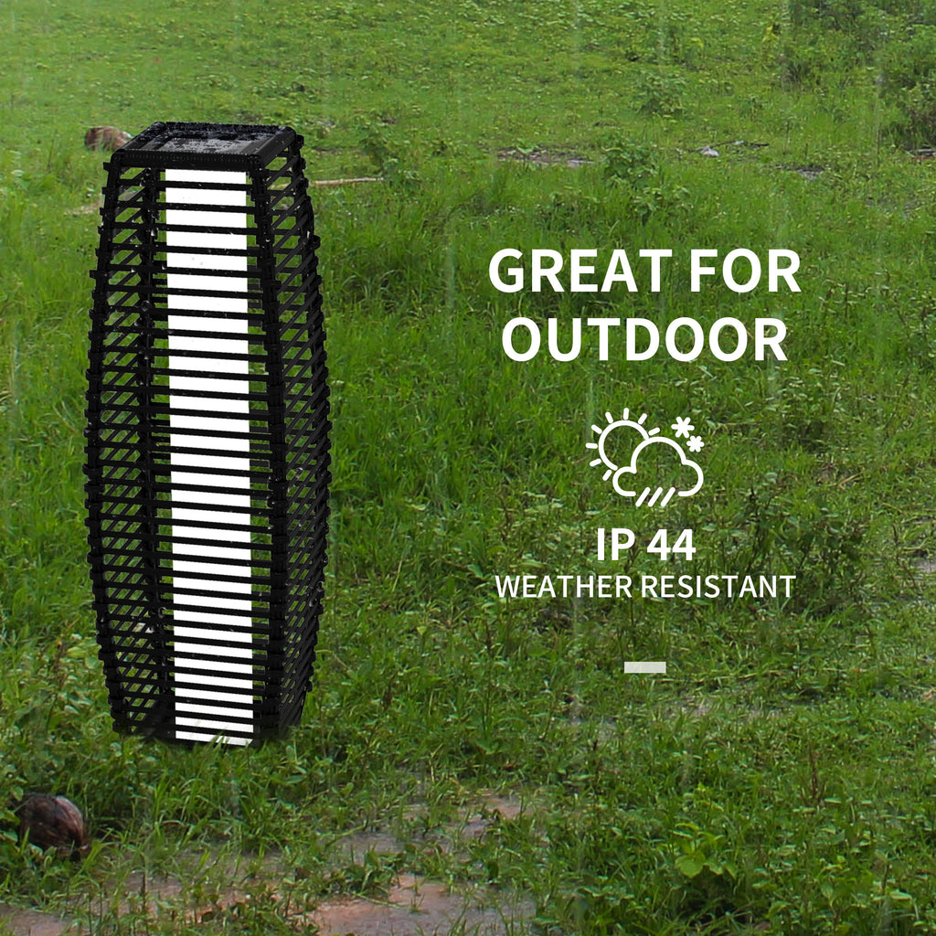 Solar Floor Lamp, Outdoor Rattan Garden Lantern Pathway Light & Decorative Driveway Lighting, Black