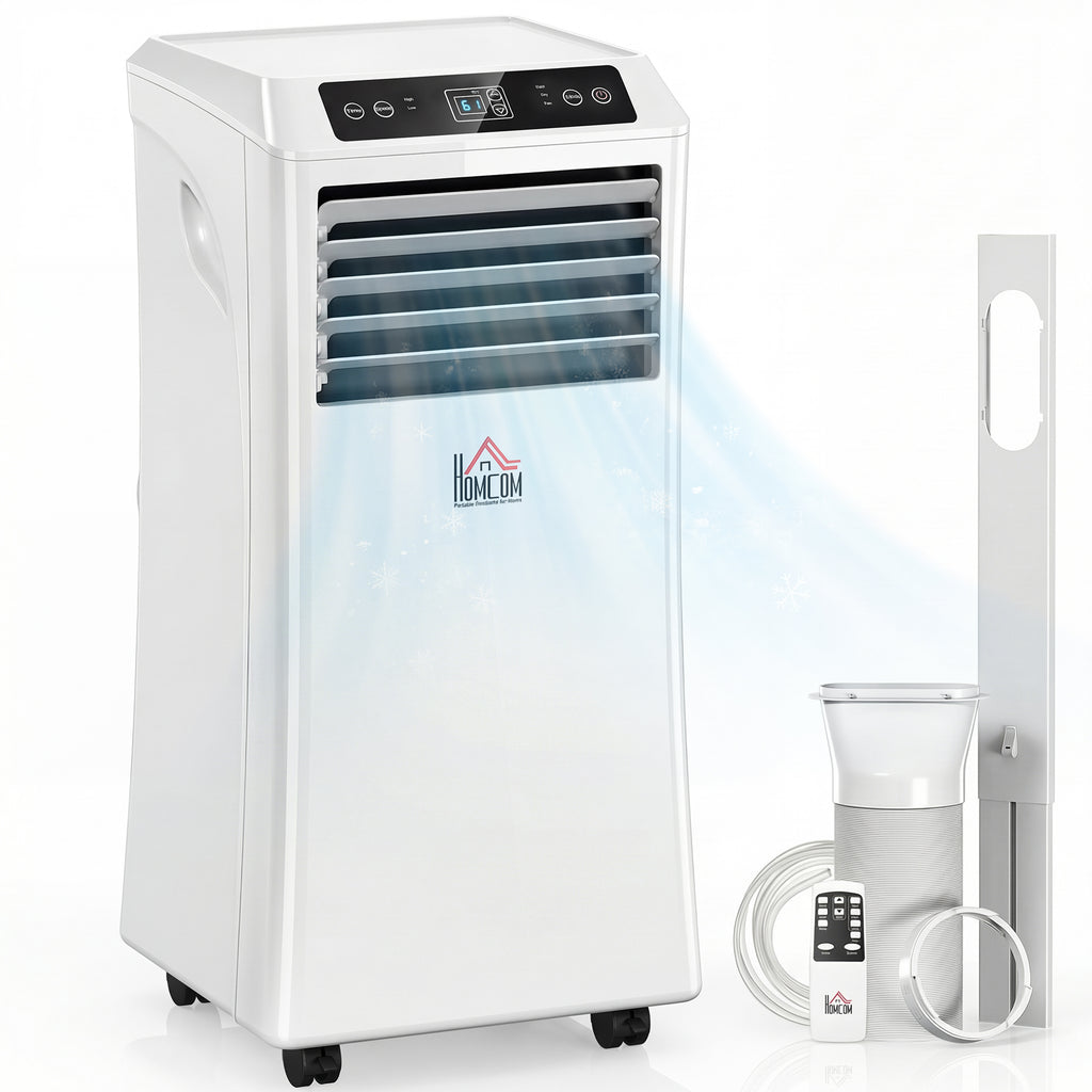 10000 BTU Mobile Portable Air Conditioner with Cooling, Dehumidifier and Ventilating, 2 Speed Fans, 24-Hour Timer, White