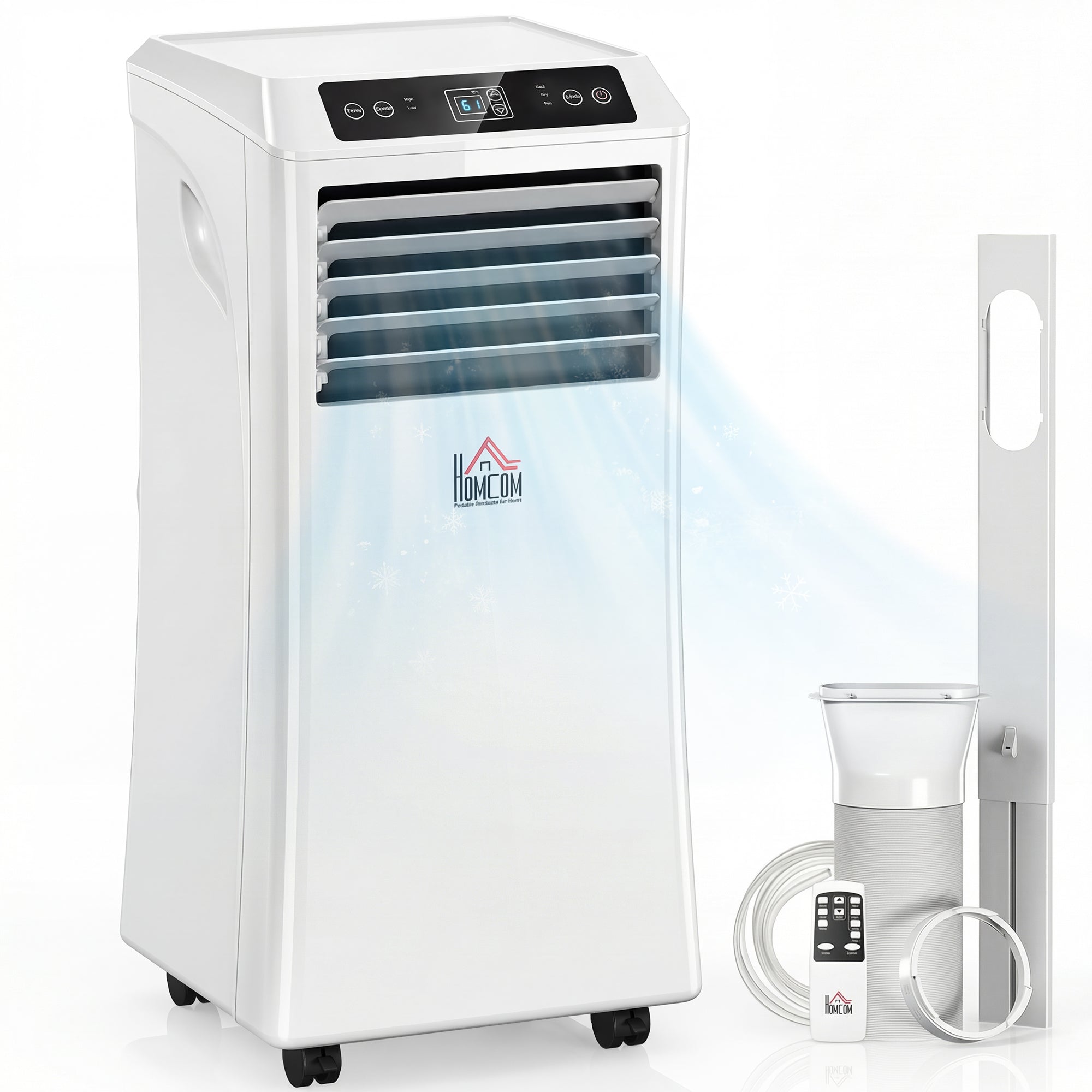10000 BTU Mobile Portable Air Conditioner with Cooling, Dehumidifier and Ventilating, 2 Speed Fans, 24-Hour Timer, White