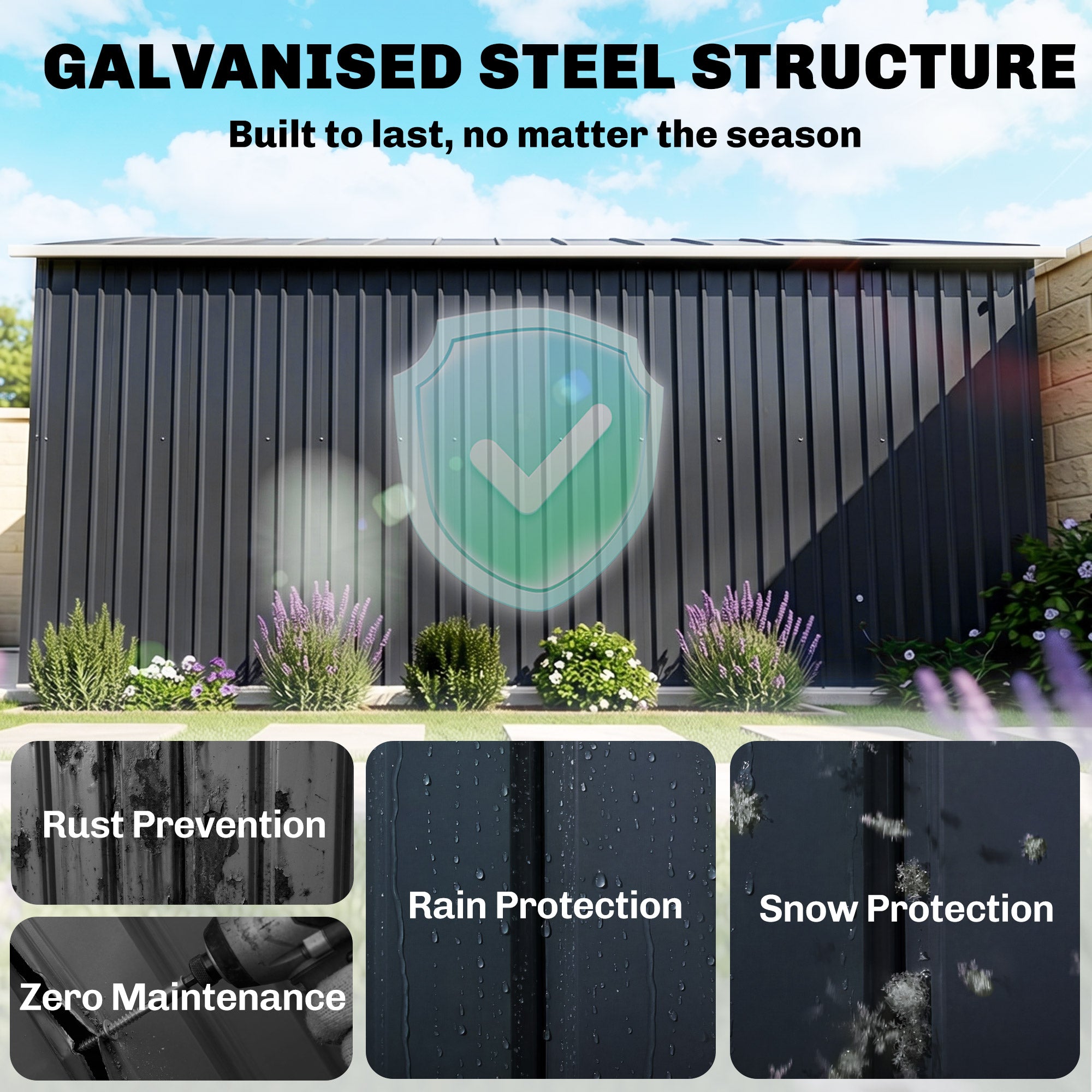 11' x 9' Outdoor Storage Shed, Garden Tool Metal Shed with Foundation Kit, Double Lockable Door, Air Vents and Sloping Roof, for Backyard, Patio, Lawn, Dark Gray