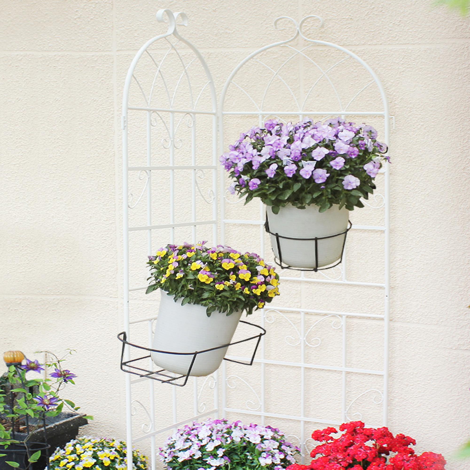 2 Pack Rustproof Metal Garden Flower Trellis with Easy Assembly, Outdoor Climbing Plant Support, 40" L x 71" H, Cream White