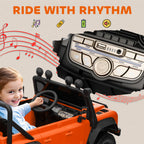 Licensed Electric Car for Kids with Remote Control, Dual Motors, Spring Suspension, LED Lights, Orange