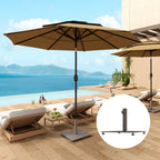 Square Patio Umbrella Base, 29 lbs Metal Umbrella Stand Base with Adjustable Foot Pads, Heavy Duty Patio Umbrella Holder for 1.5"/1.9" Umbrella Poles for Outdoor, Lawn, Poolside, Brown