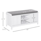 Entryway Shoe Bench Storage Ottoman with Sliding Doors, Adjustable Shelving, 6 Compartments, and Padded Seat, Holds 10 Pairs, White