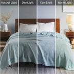 Machine Washable Egyptian Cotton Blanket with Breathable Weave, OEKO-TEX Certified, Ideal for Bedroom, 90" L x 66" W x 0.25" H, Light Blue