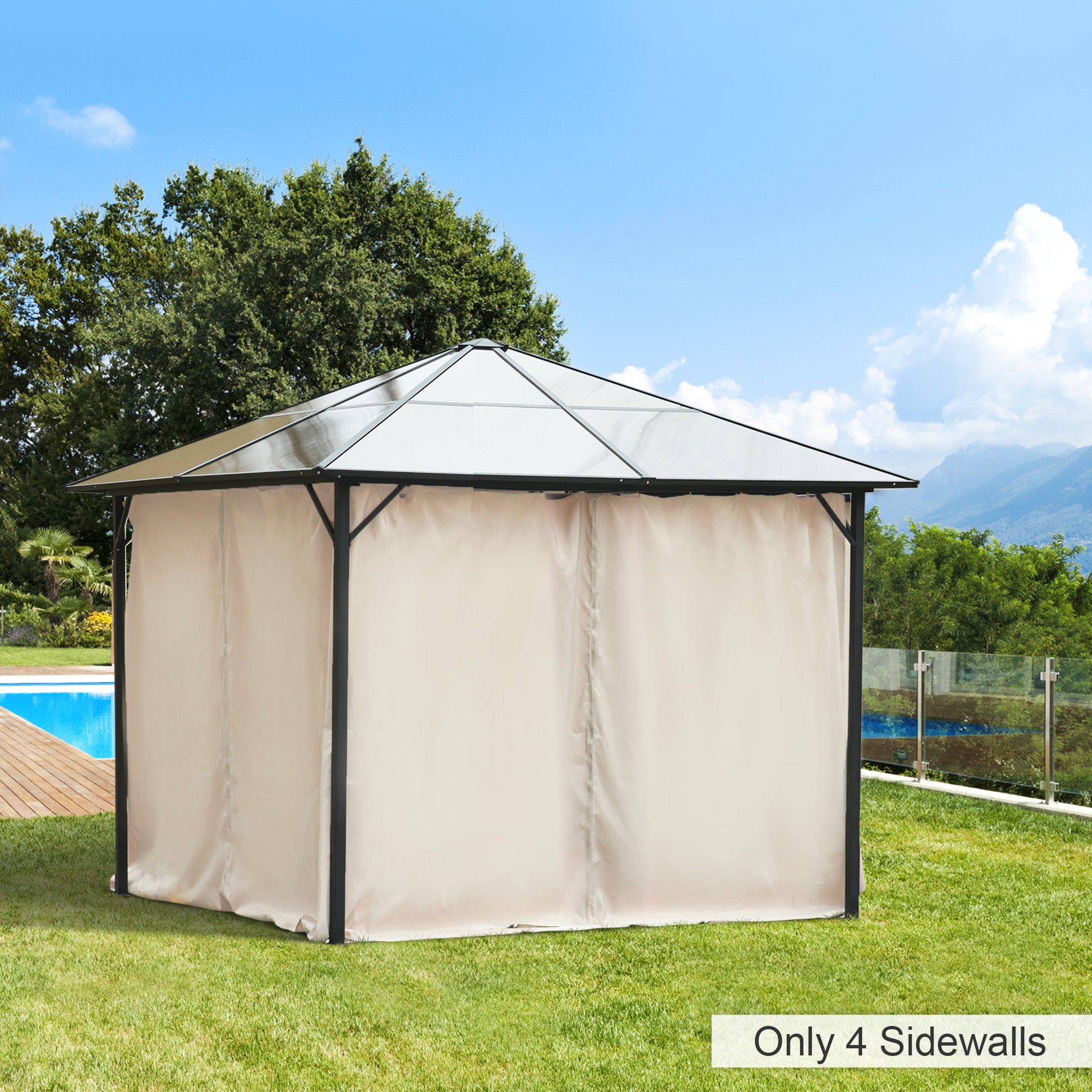 9.84' x 9.84' Gazebo Sidewall Set with Hooks/C-Rings, Beige