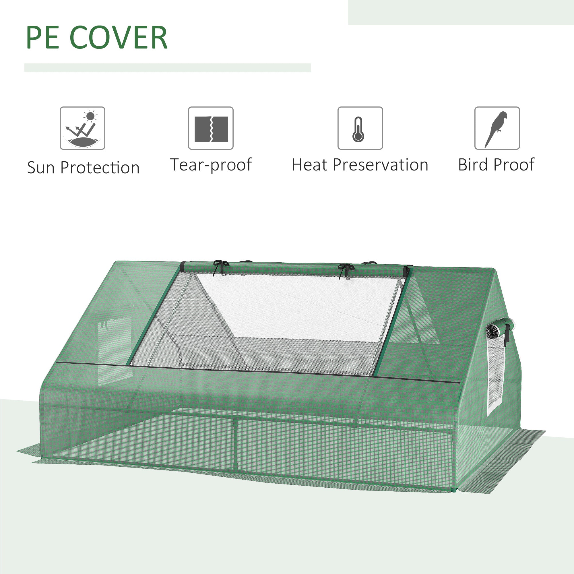 71" x 55" x 32" Mini Greenhouse, Small Green House, Garden Planting Shed, Outdoor Flower Planter Warm House with Zipper Windows, Green