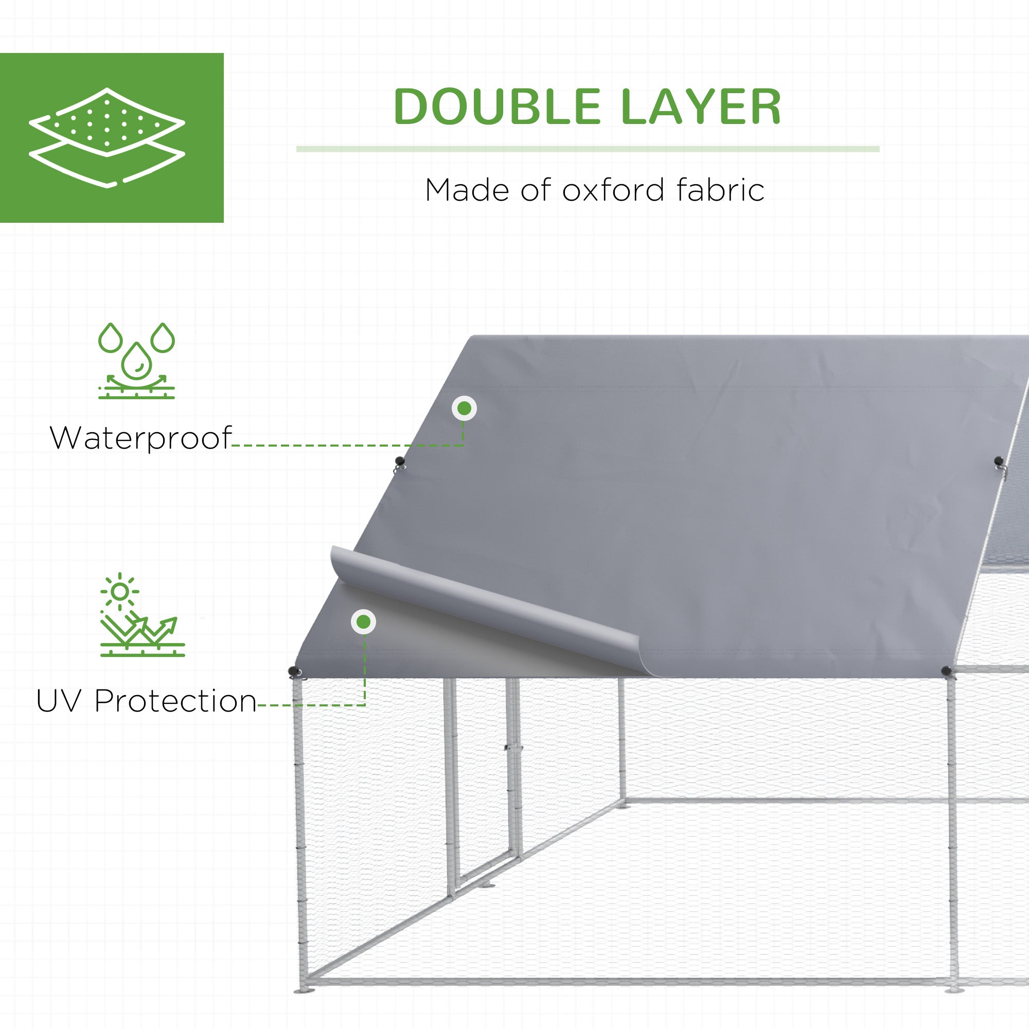 Large Chicken Coop Metal Chicken Run for Chickens with Waterproof and Anti-UV Cover, Spire Shaped Walk in Fence Cage Hen House for Outdoor and Yard Farm Use, 1.3" Dia, 9.8' x 26.2' x 6.4'