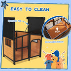 Cabin-Style Wooden Dog House for Large Dogs with Openable Roof & Giant Window, Yellow