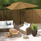 6.6' x 10' Rectangular Market Umbrella, Patio Outdoor Table Umbrella with Crank and Push Button Tilt, Coffee