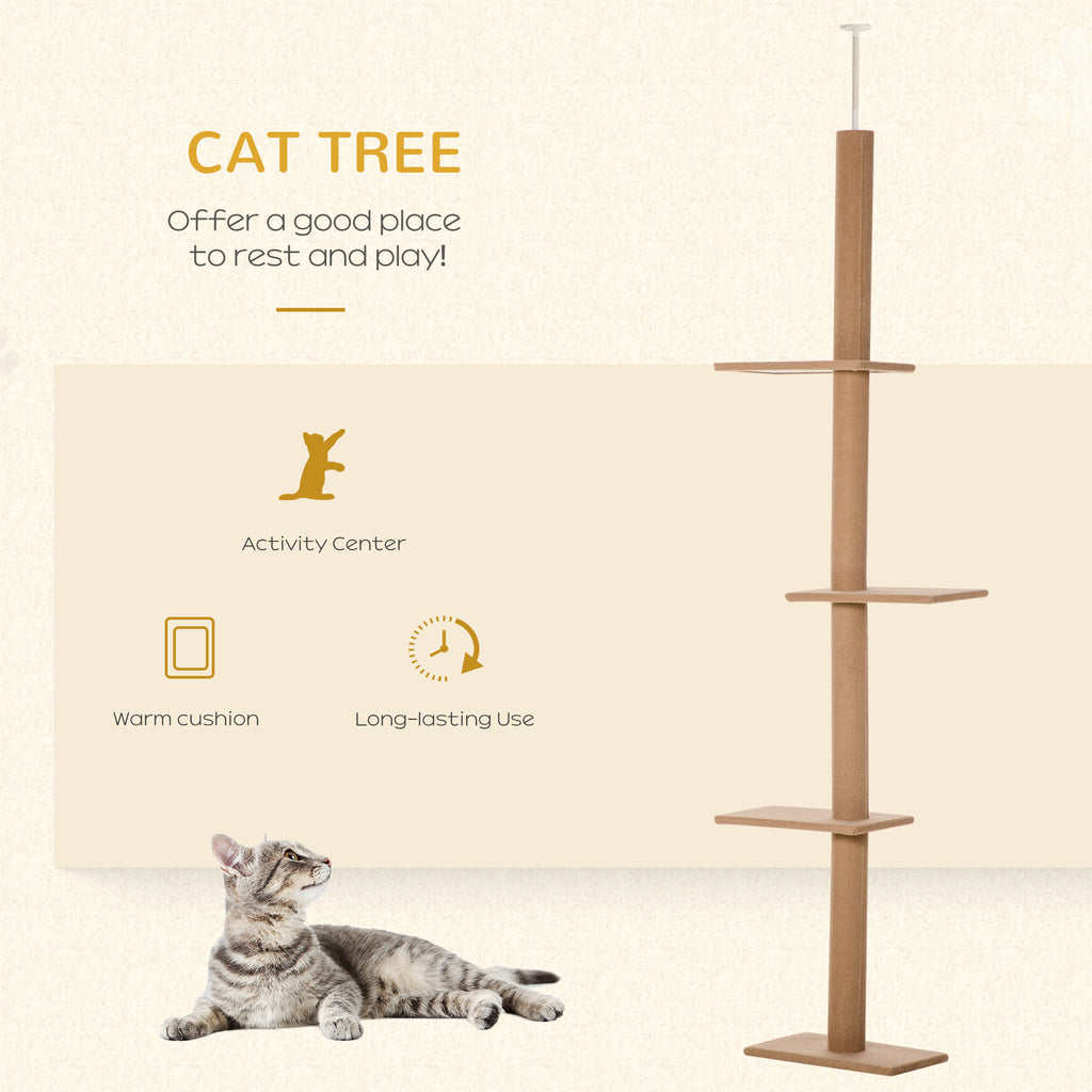 4-level Platform Cat Tree with Sisal-Covered Scratching Posts Natural Cat Tree Activity Center for kittens, Brown