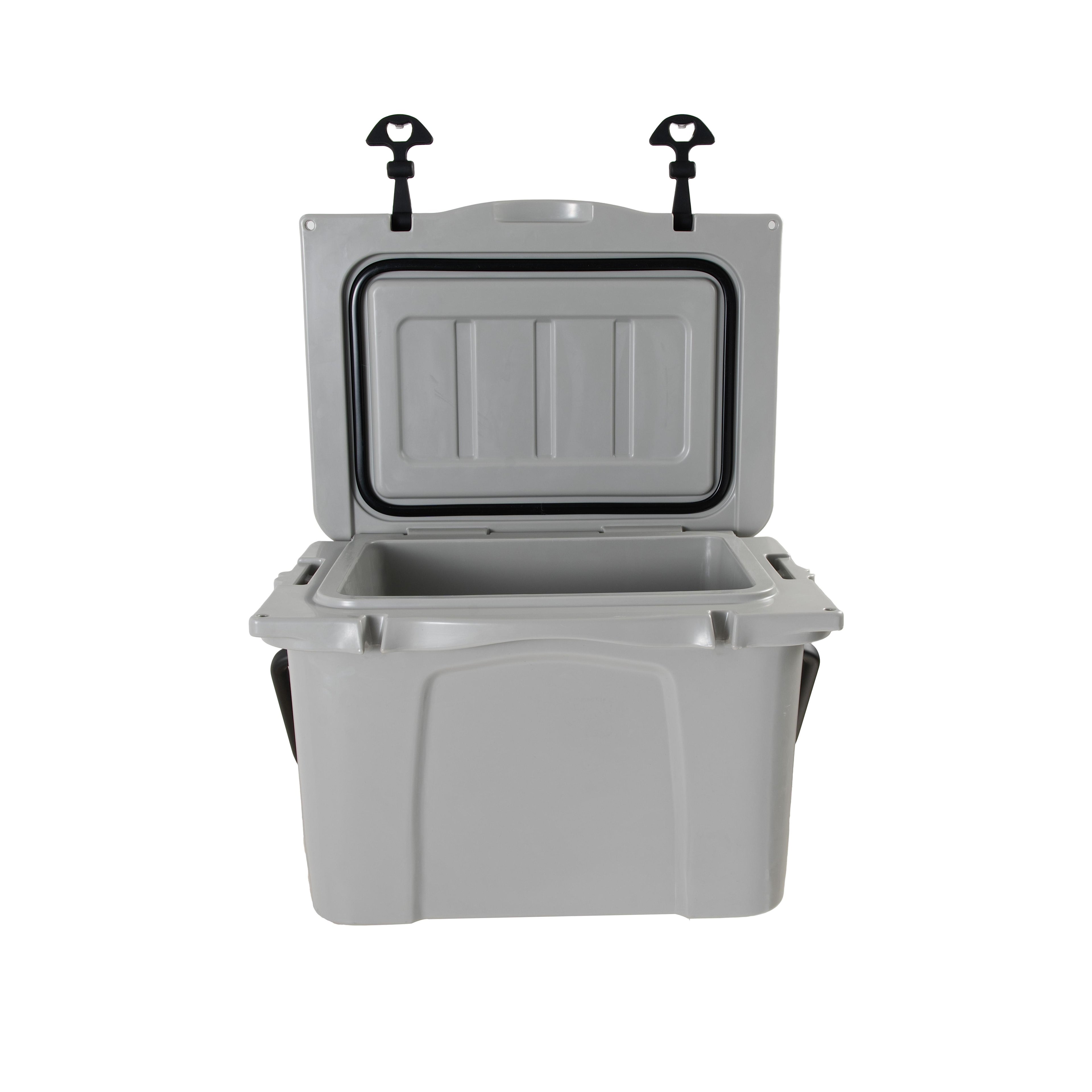 Insulated Portable Cooler with Impact-Resistant Hard Shell, Outdoor Ice Chest for Extended Travel, 21.5″ L x 15.5″ W x 15.5″ H, Grey