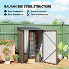 Outdoor 3.3' x 3.4' Lean-to Garden Storage Shed, Galvanized Steel Tool House with Lockable Door for Patio, Brown