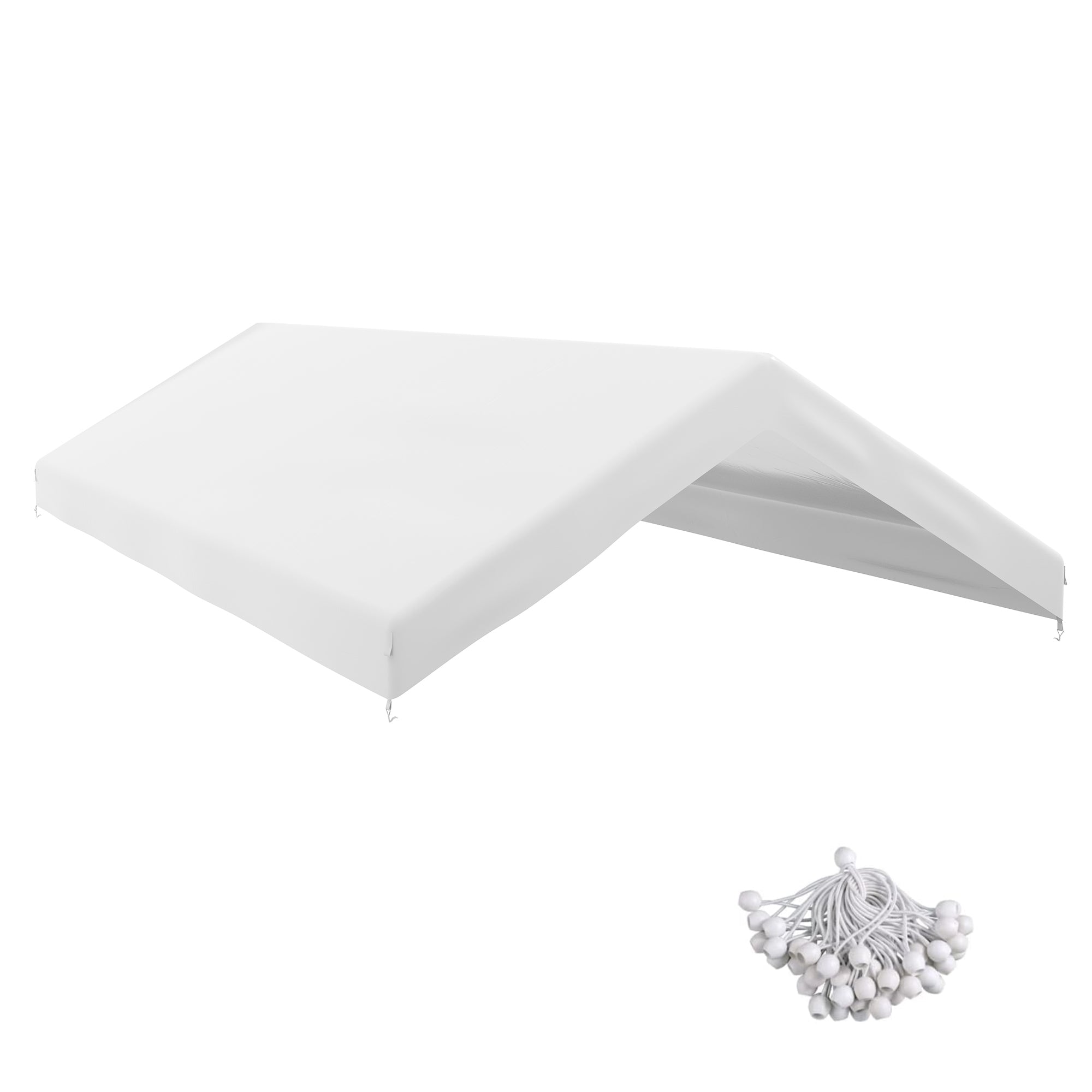 20' x 10' Carport Replacement Canopy for Model 84C-207WT or 84C-386V00WT with Ball Bungee Cords, White (Only Cover)