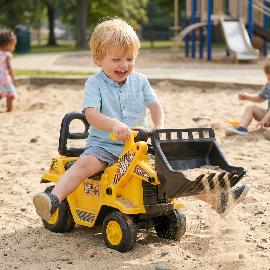 3 in 1 Ride On Toy Bulldozer Digger Tractor Pulling Cart Pretend Play Construction Truck