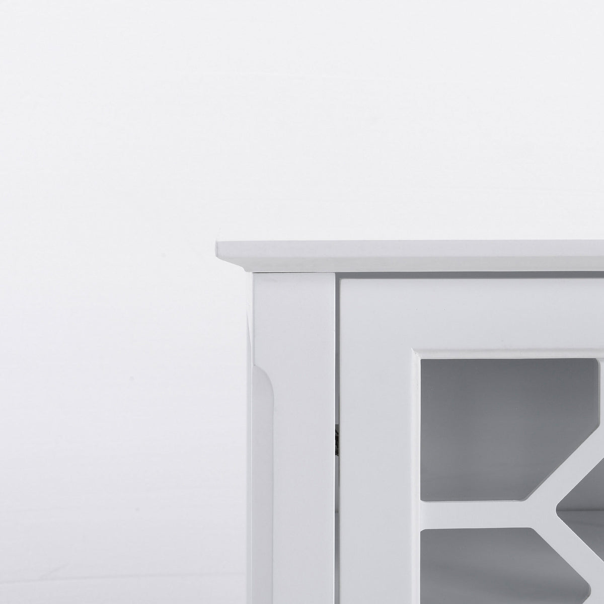 Sideboard Display Cabinet with Double Framed Glass Doors, 2 Adjustable Shelves, and Elevated Base, White
