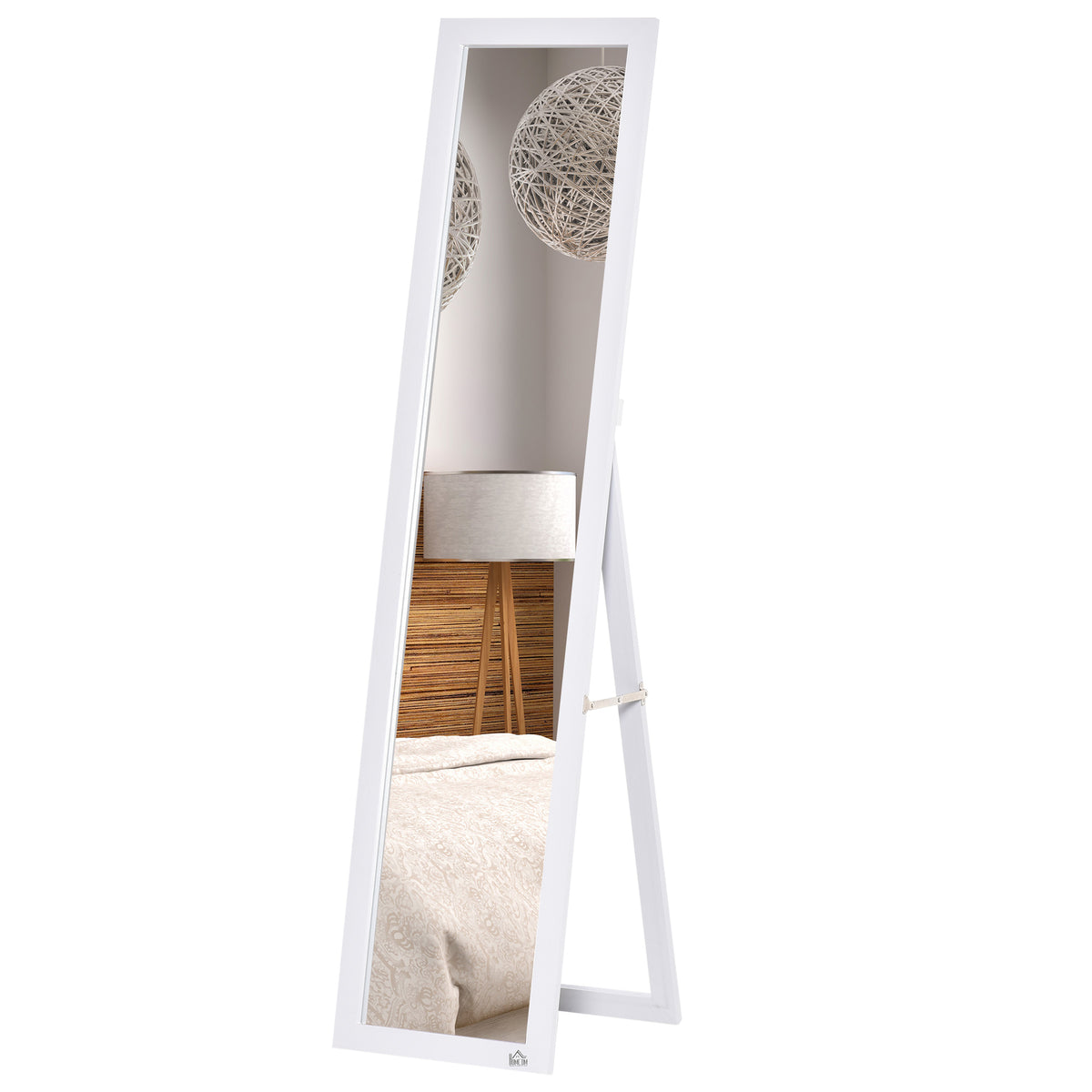 Full Length Glass Mirror, Freestanding or Wall Mounted Dress Mirror for Bedroom, Living Room, Bathroom, White