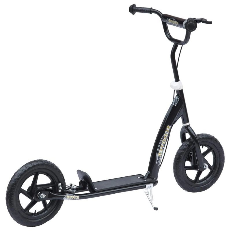 Kick Scooter for Kids 5-12 Years Old with Adjustable Height Handlebar, Non-slip Footplate, Big Wheels, Rear Brake, Black