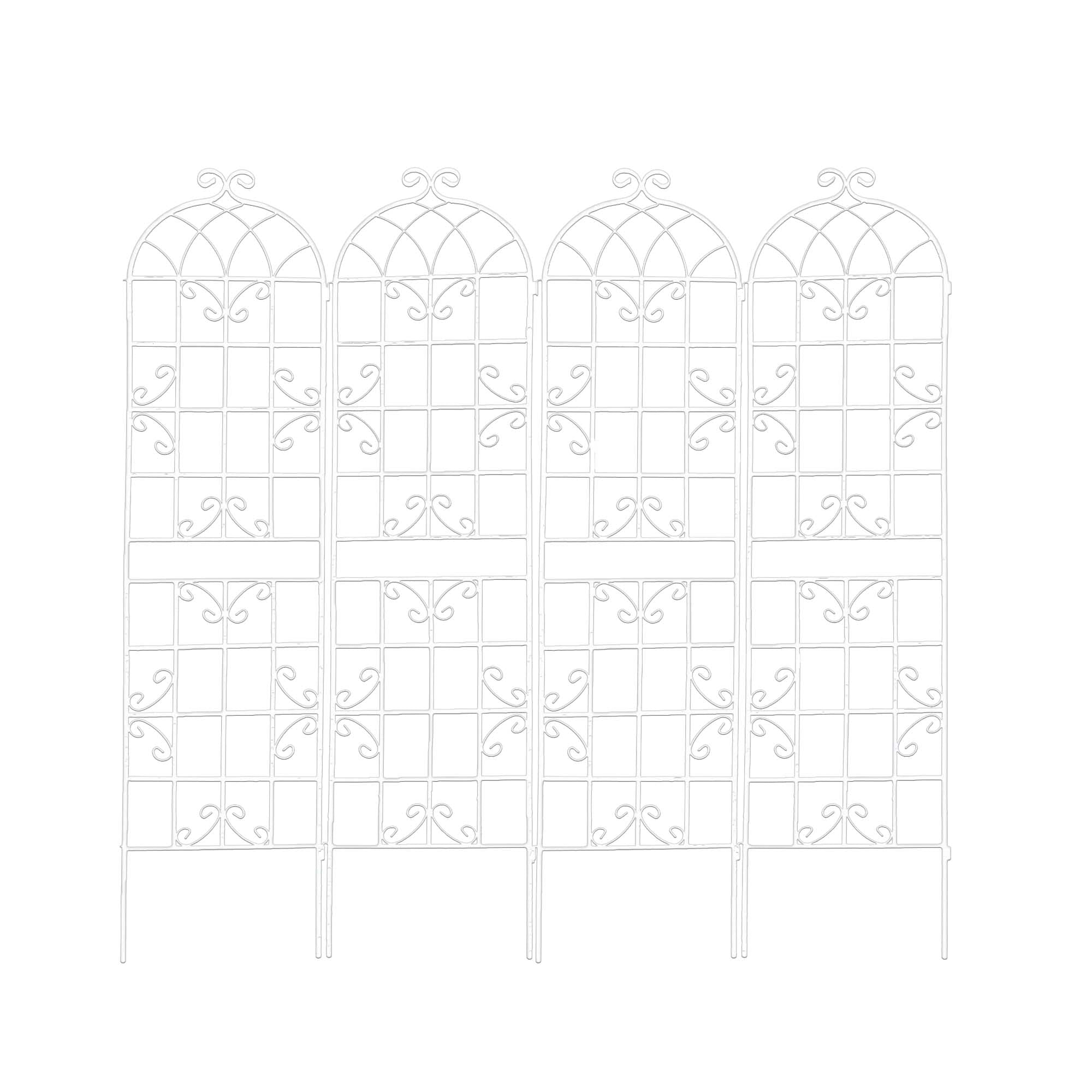 4 Pack Rustproof Garden Climbing Plant Support with Galvanized Round Pipe, Metal Trellis for Outdoor Flowers, 80" L x 87" H, Cream White