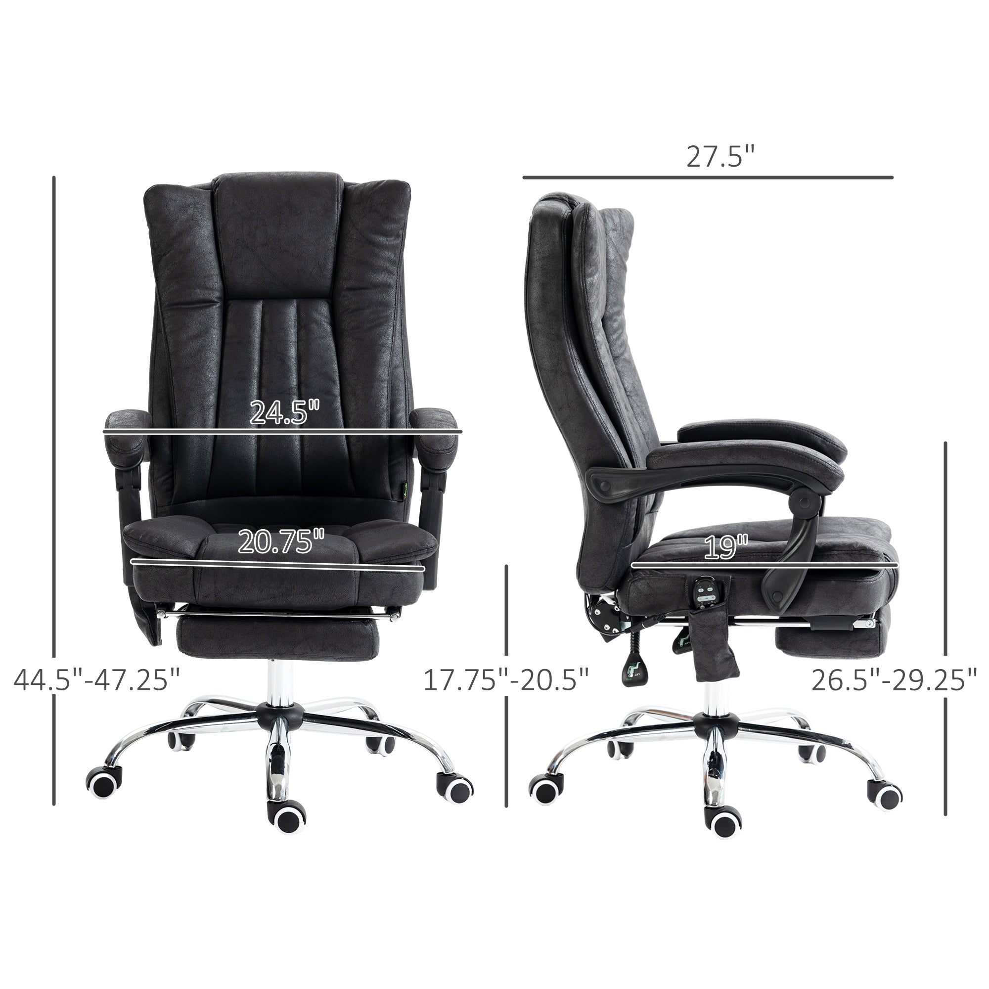 Massage Office Chair, 6 Points and Heat, Reclining Computer Chair with High Back, Adjustable Height and Footrest, Black