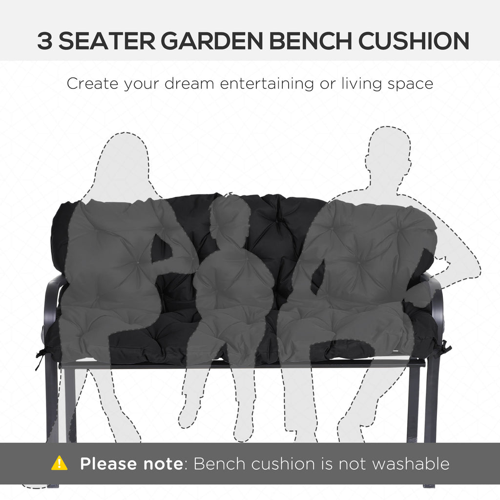 59" x 38" Tufted Bench Cushion for Outdoor Furniture, 3-Seater Replacement for Swing Chair, Patio Sofa/Couch, Black