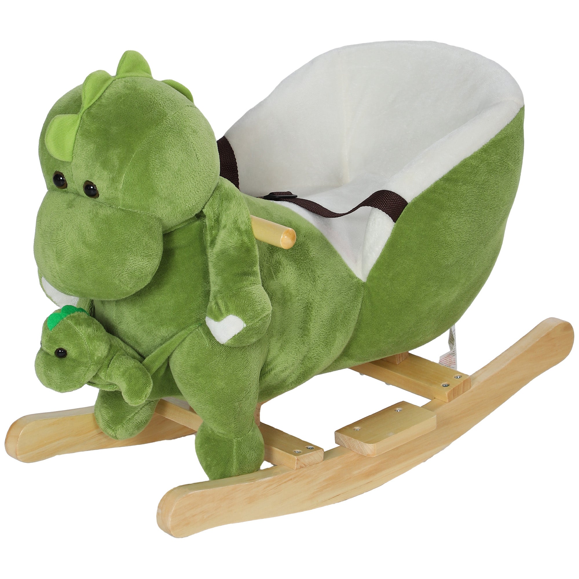 Rocking Horse, Ride on Dinosaur w/ Seat Belt, 32 Songs & Hand Puppet for 18-36 Months, Green