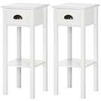 2-Tier Nightstand, Side Table with Drawer and Shelf for Living Room or Bedroom, Set of 2, White