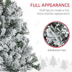 6' Prelit Artificial Flocked Christmas Trees, with Snow Frosted Branches, Warm White LED Lights, Auto Open
