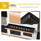 90.5" Wooden Rabbit Hutch Bunny Cage Pet Playpen House Enclosure with Double Side Run Boxes, No Leak Tray, Ramp, for Rabbits, Chickens, Ducks, Guinea Pig and Small Animals, White
