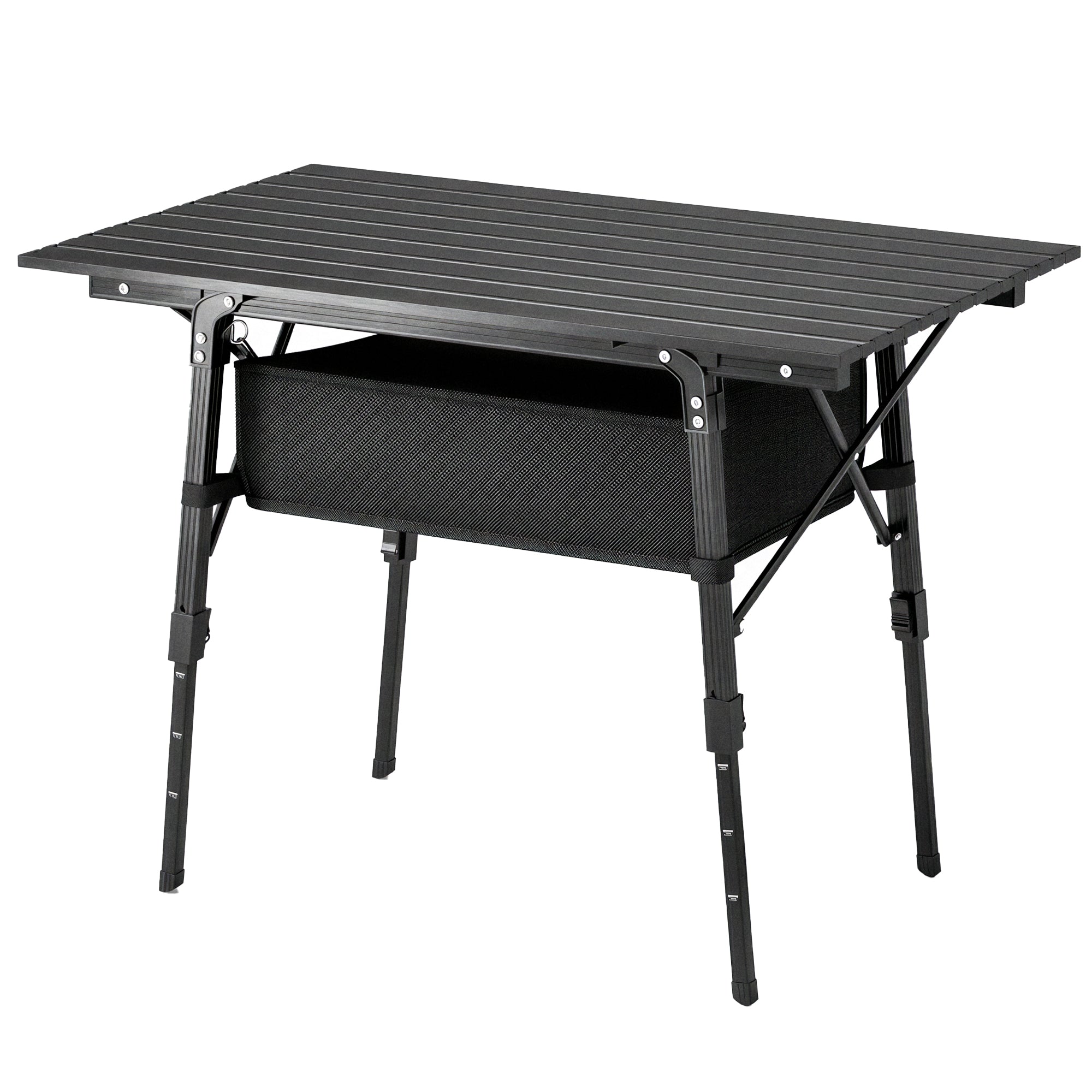 3ft Aluminum Small Folding Table, Portable Camping Table with Storage Bag, Carry Bag for Outdoor Picnic BBQ, Black