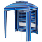 5.8' x 5.8' Cabana Umbrella for Travel, Walls, Vents, Ruffles, Carry Bag, Beach Umbrella, Blue Stripe