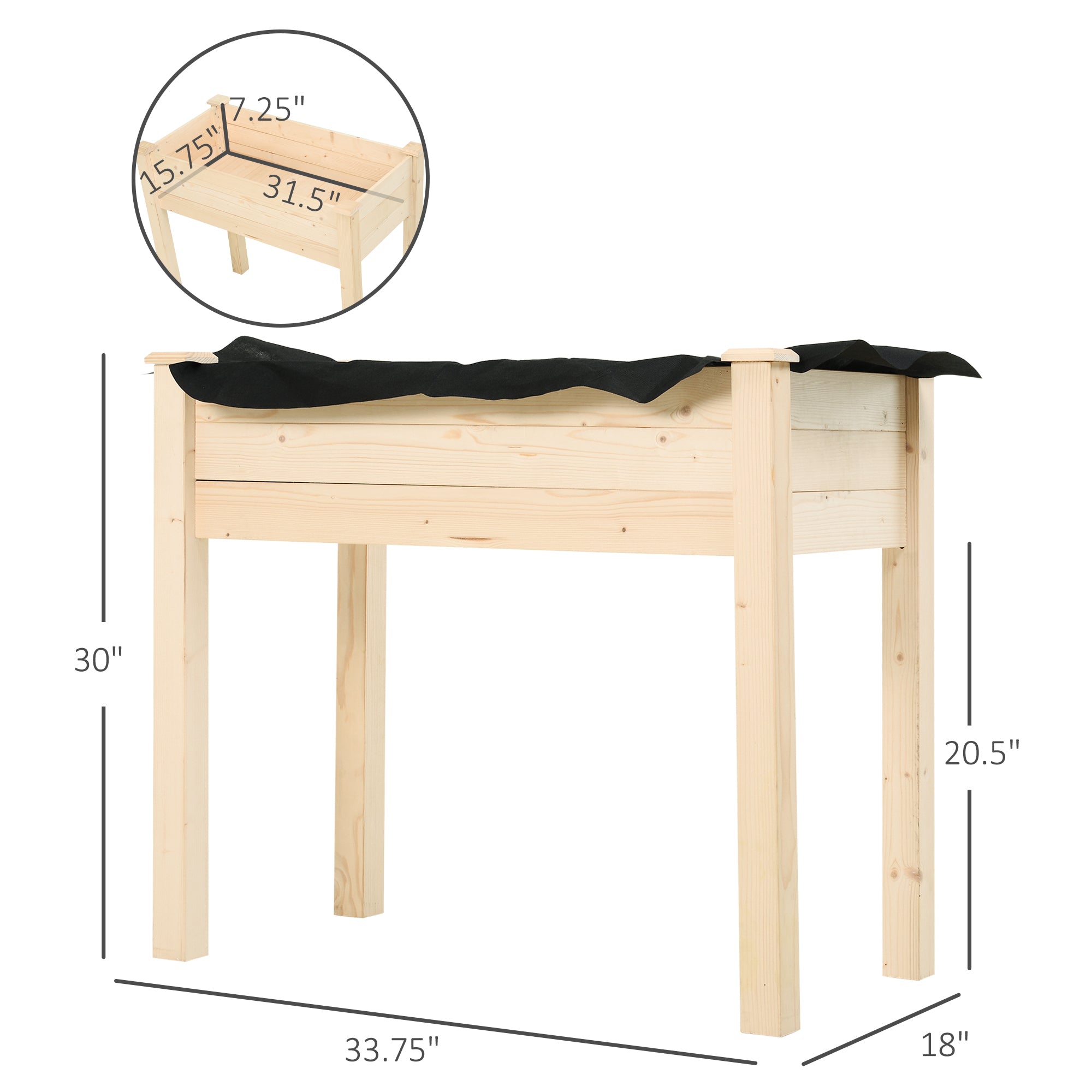 34'' Raised Garden Bed, Elevated Wooden Planter Box DIY Paint with Holes for Vegetables, Herb and Flowers Backyard Use